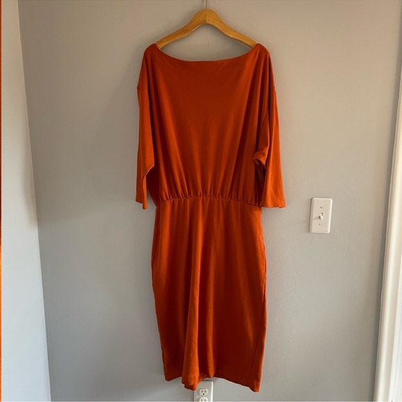 By Anthropologie Knit boho Column midi Dress Orange size large - Picture 5 of 8